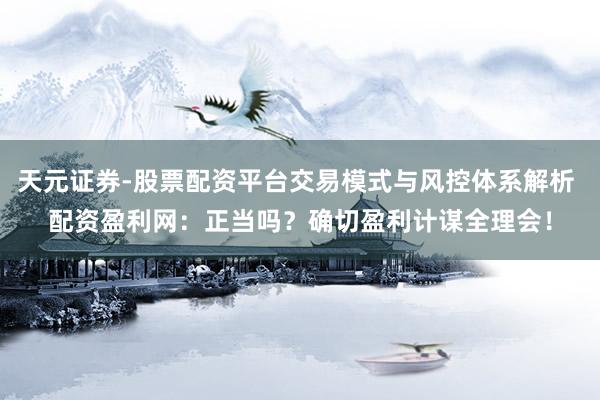 天元证券-股票配资平台交易模式与风控体系解析 配资盈利网：正当吗？确切盈利计谋全理会！
