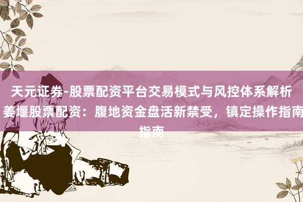 天元证券-股票配资平台交易模式与风控体系解析 姜堰股票配资：腹地资金盘活新禁受，镇定操作指南