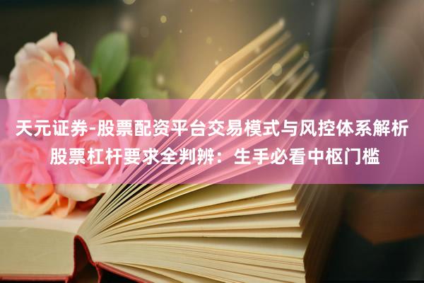 天元证券-股票配资平台交易模式与风控体系解析 股票杠杆要求全判辨：生手必看中枢门槛